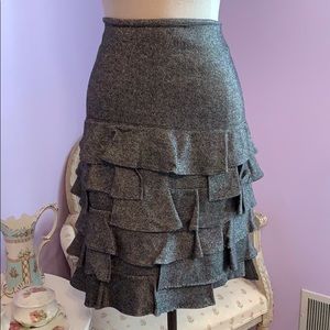 Talbots ruffle tweed skirt